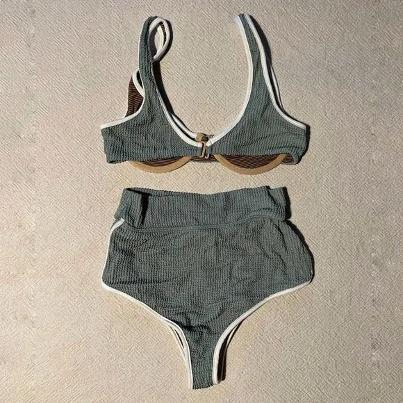 Acacia Swimwear, High waist, Bikini, Pretty Green Color, Worn only ONCE